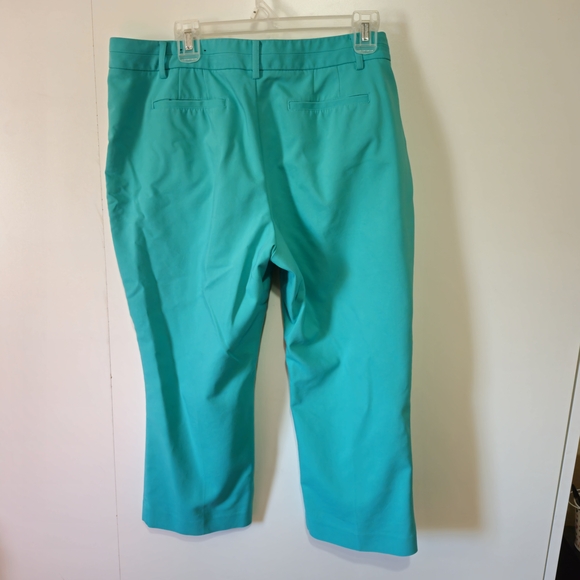 Apt. 9 Womens Capri Pants Sz 16 Teal Cotton Blend Straight Leg Curvy - Picture 3 of 12
